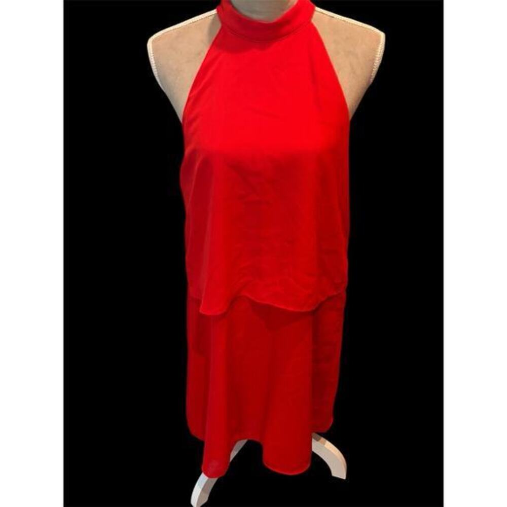 Ladies Boutique Apricot Poppy Red Halter Dress Sz M